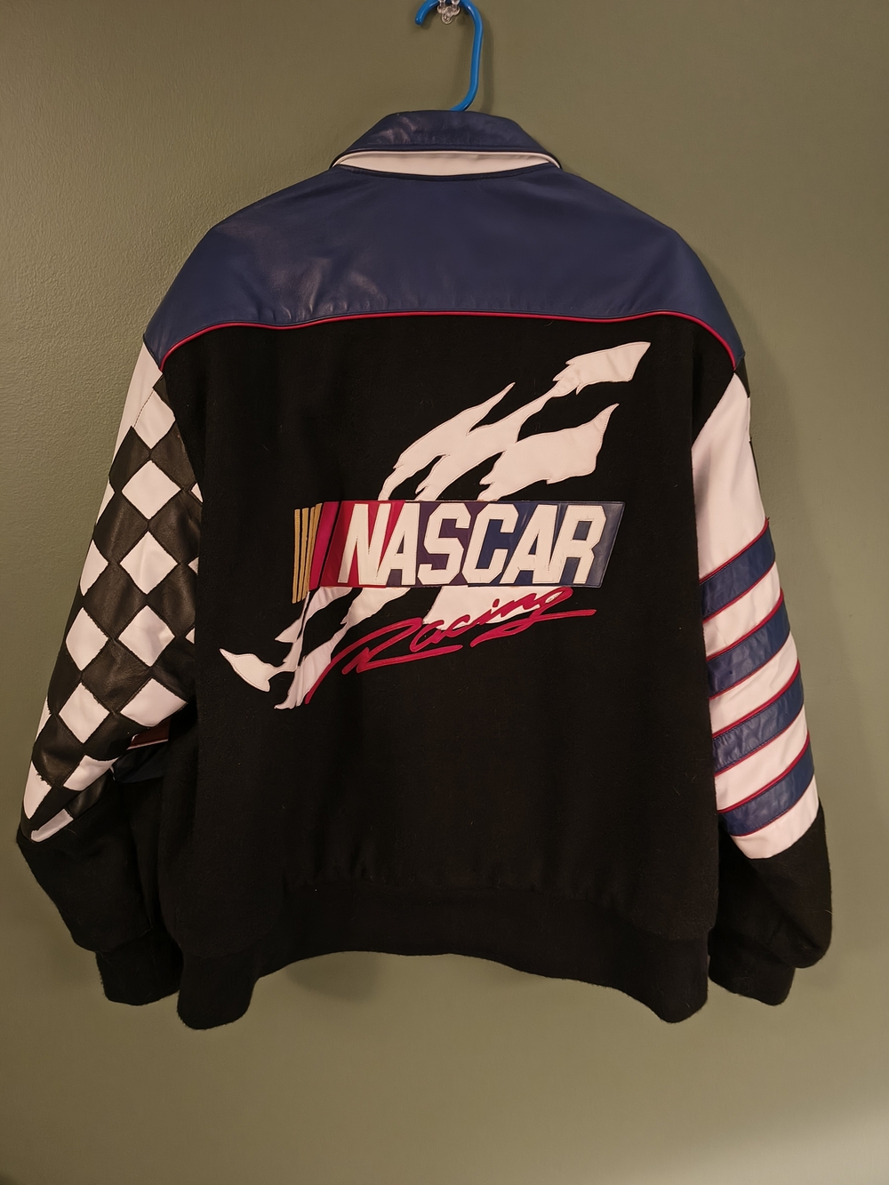 Vintage 90s NASCAR Racing Heavyweight Bomber Jacket Wool Leather JH Design